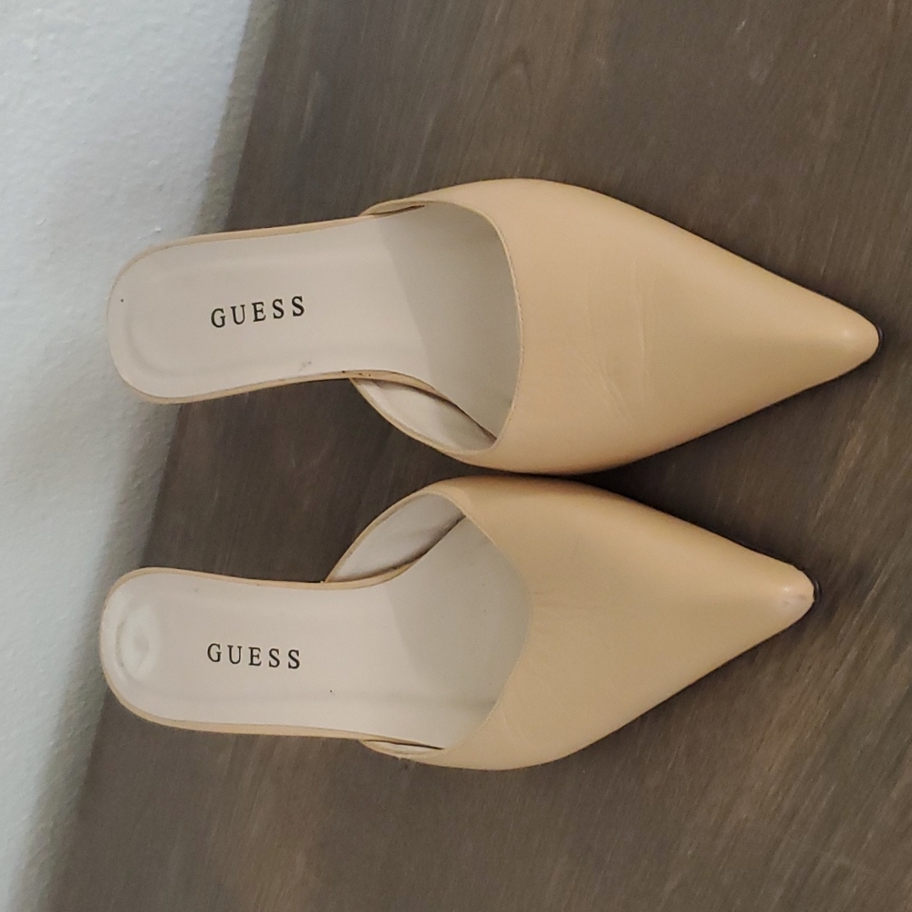Guess nude color mules  with kitten heels size 8